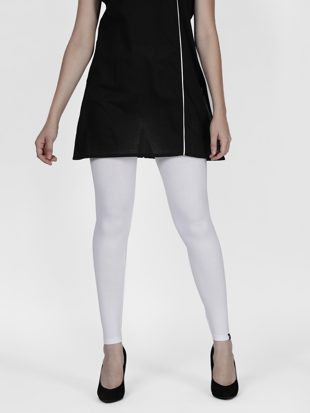 Twin Birds | Twinbirds White Solid Plus Ankle Legging