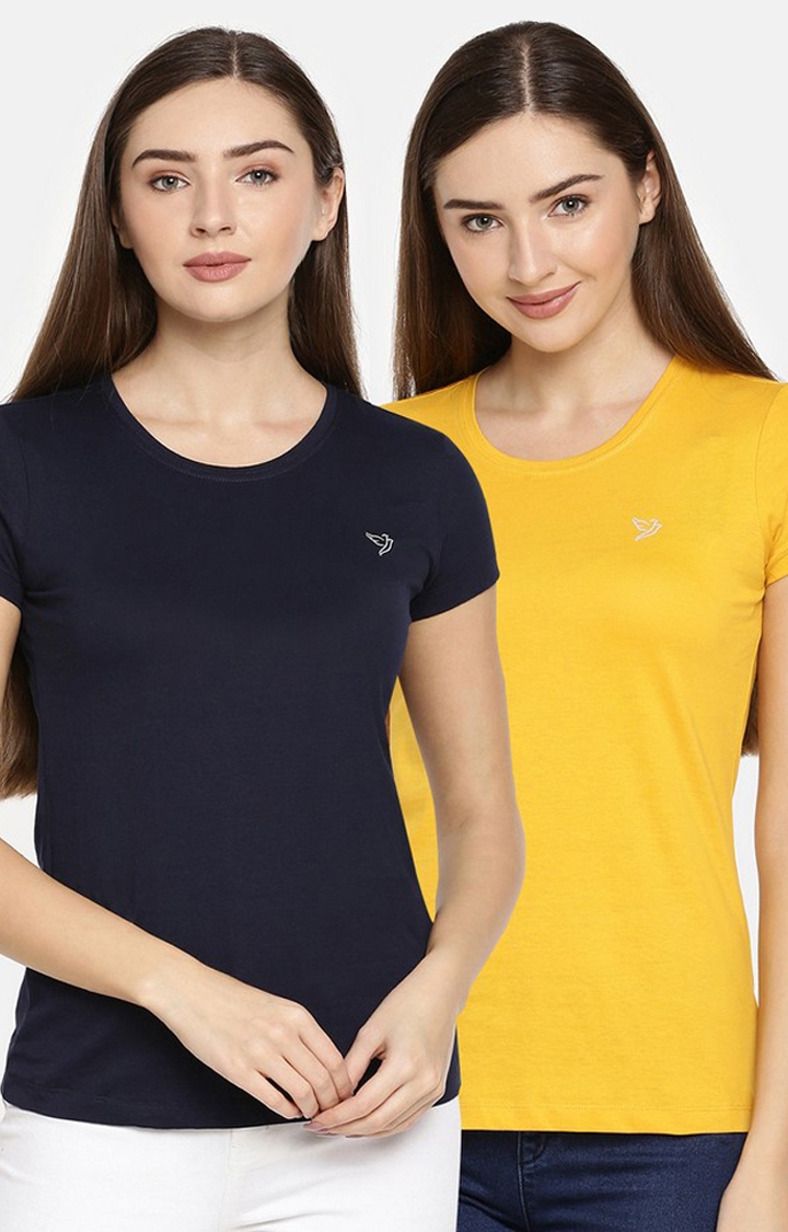 Twin Birds | Yellow and Blue Solid T-Shirts (Combo Pack)