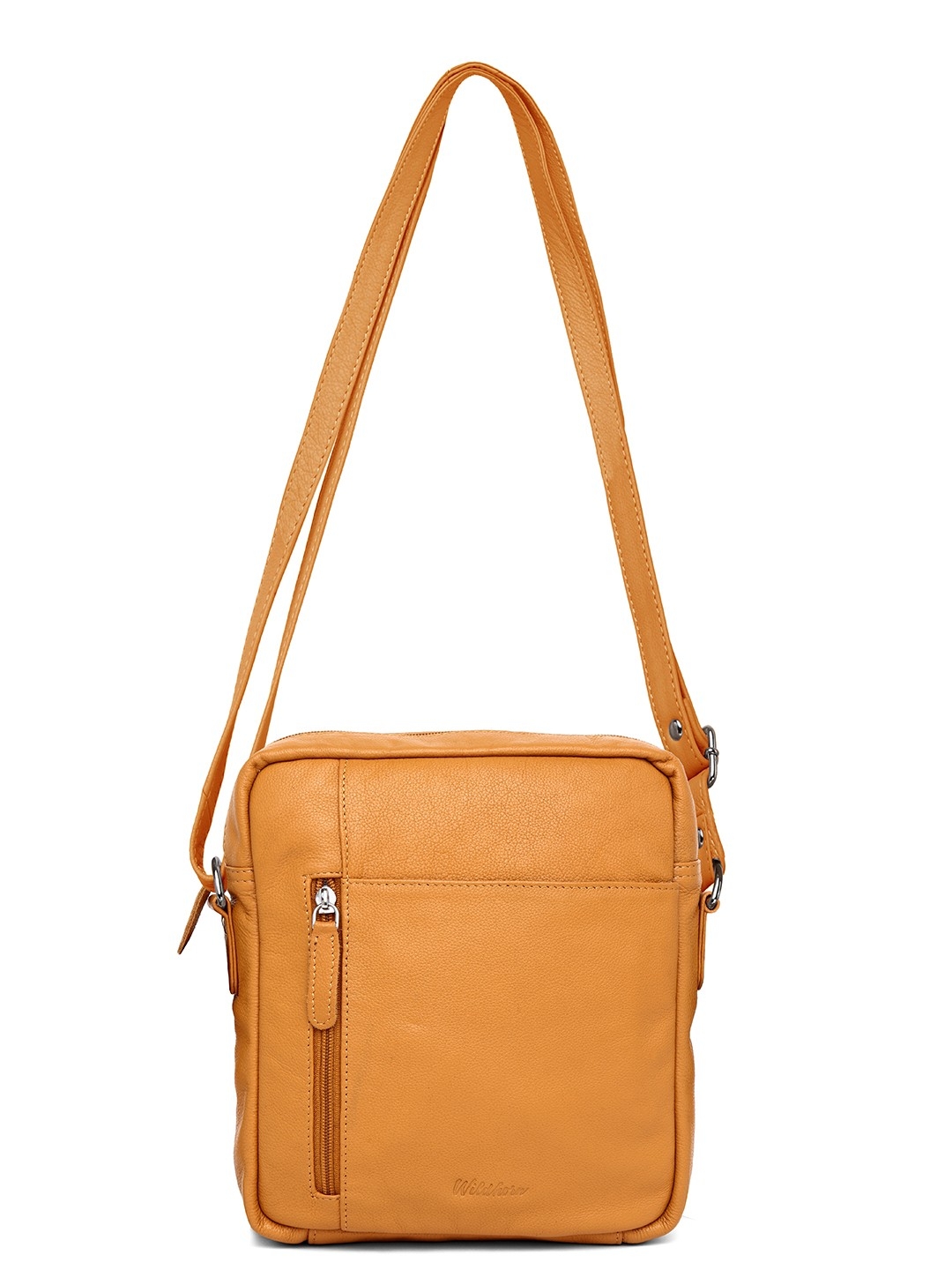 WildHorn | WildHorn Upper Grain Genuine Leather Ladies Sling, Cross-body, Hand Bag with Adjustable Strap - Yellow