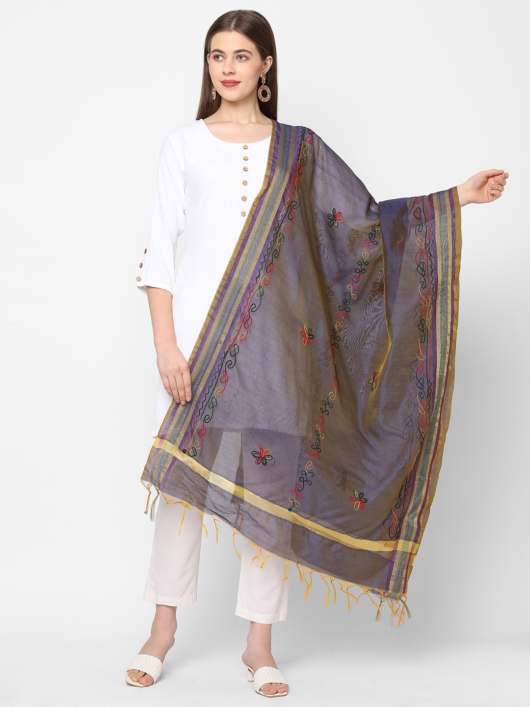 Get Wrapped | Get Wrapped Embroidered Dupatta with Borders  for Women
