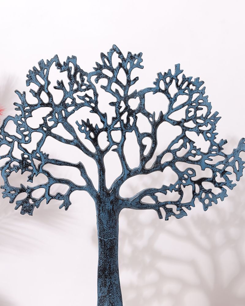 Order Happiness Blue Metal Tree Table Top Decorative Showpiece For Home Decoration