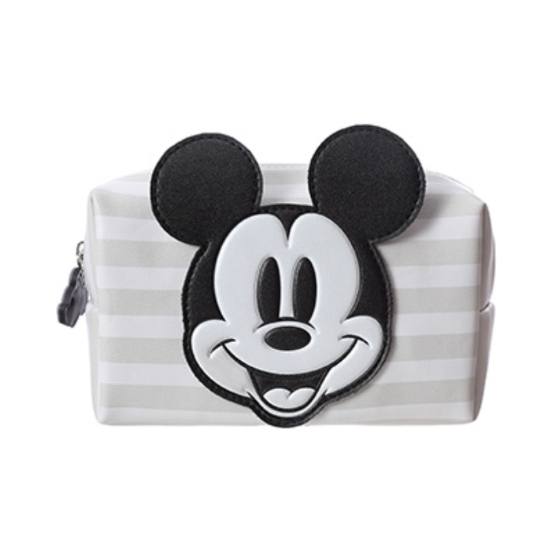 MINISO | Mickey Mouse Collection Square Stripe Cosmetic Bag (Grey)