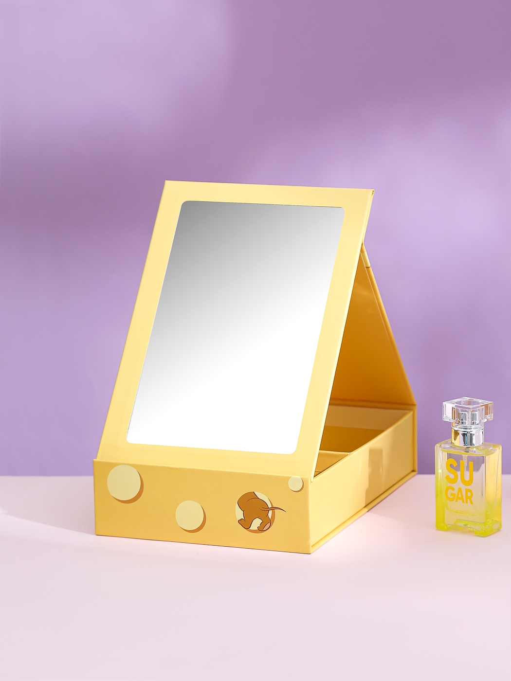 MINISO | Tom & Jerry I love cheese Collection Foldable Vanity Mirror (Yellow)