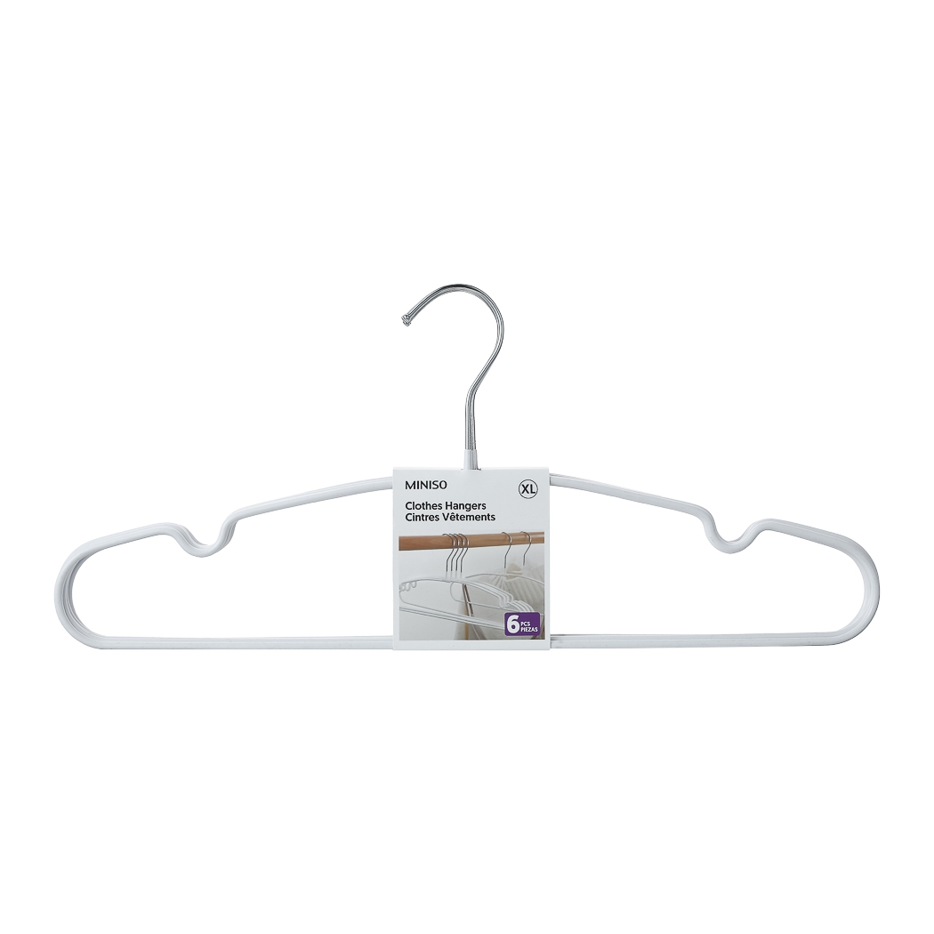 Matte Anti-Slip Clothes Hangers (6 pcs, XL)(White)