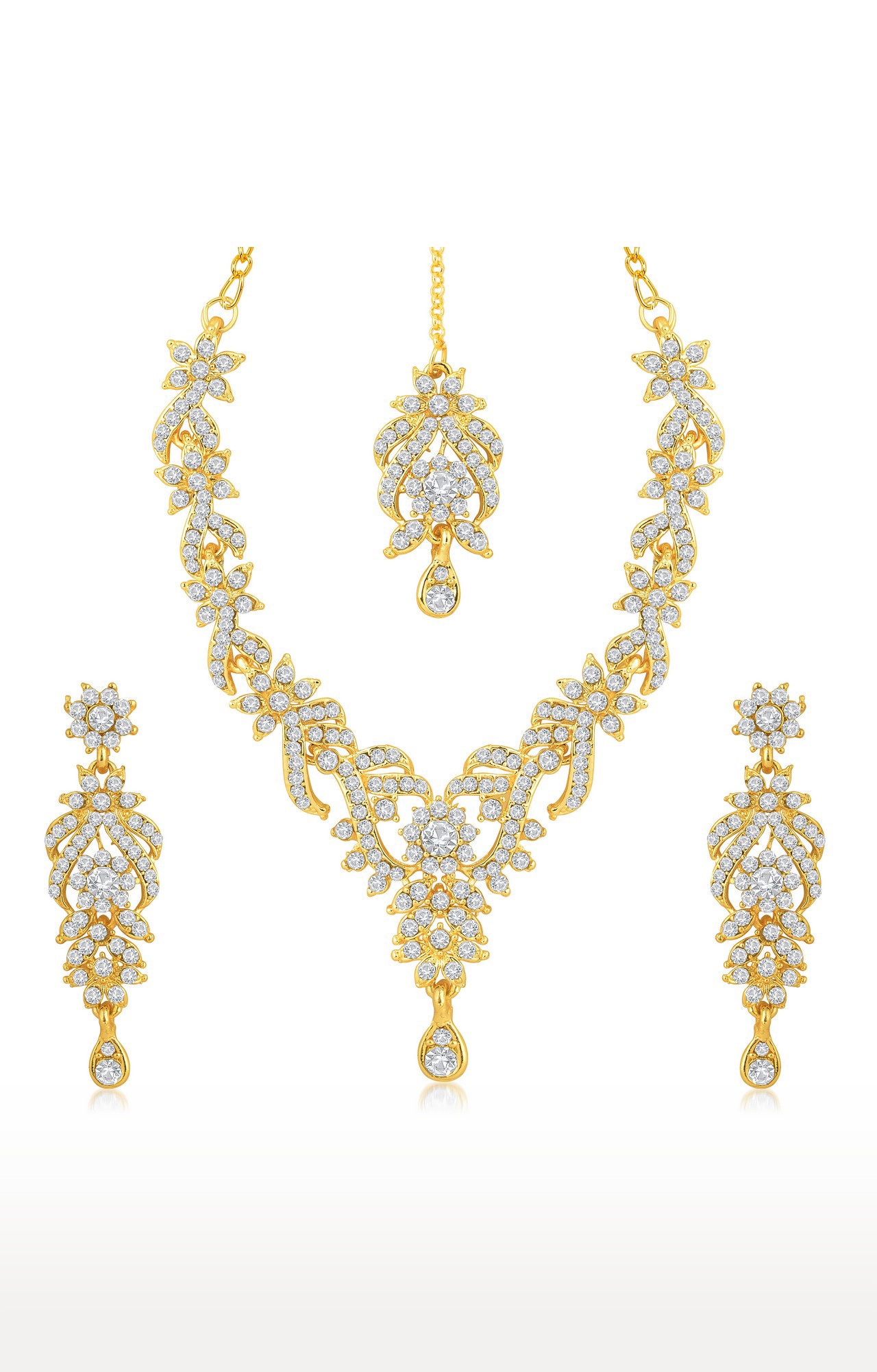 SUKKHI | Sukkhi Trendy Gold Plated Austrian Diamond Necklace Set For Women
