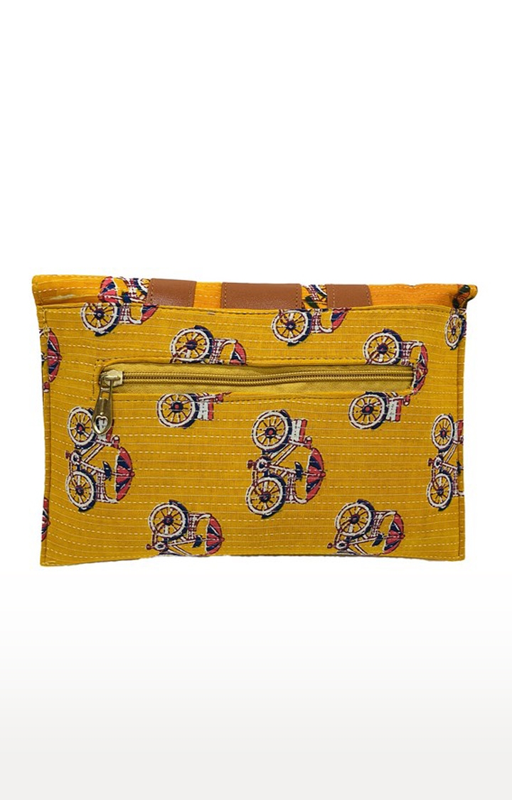 Lely's Women's Printed Clutch With Detachable Belt (Mustard)