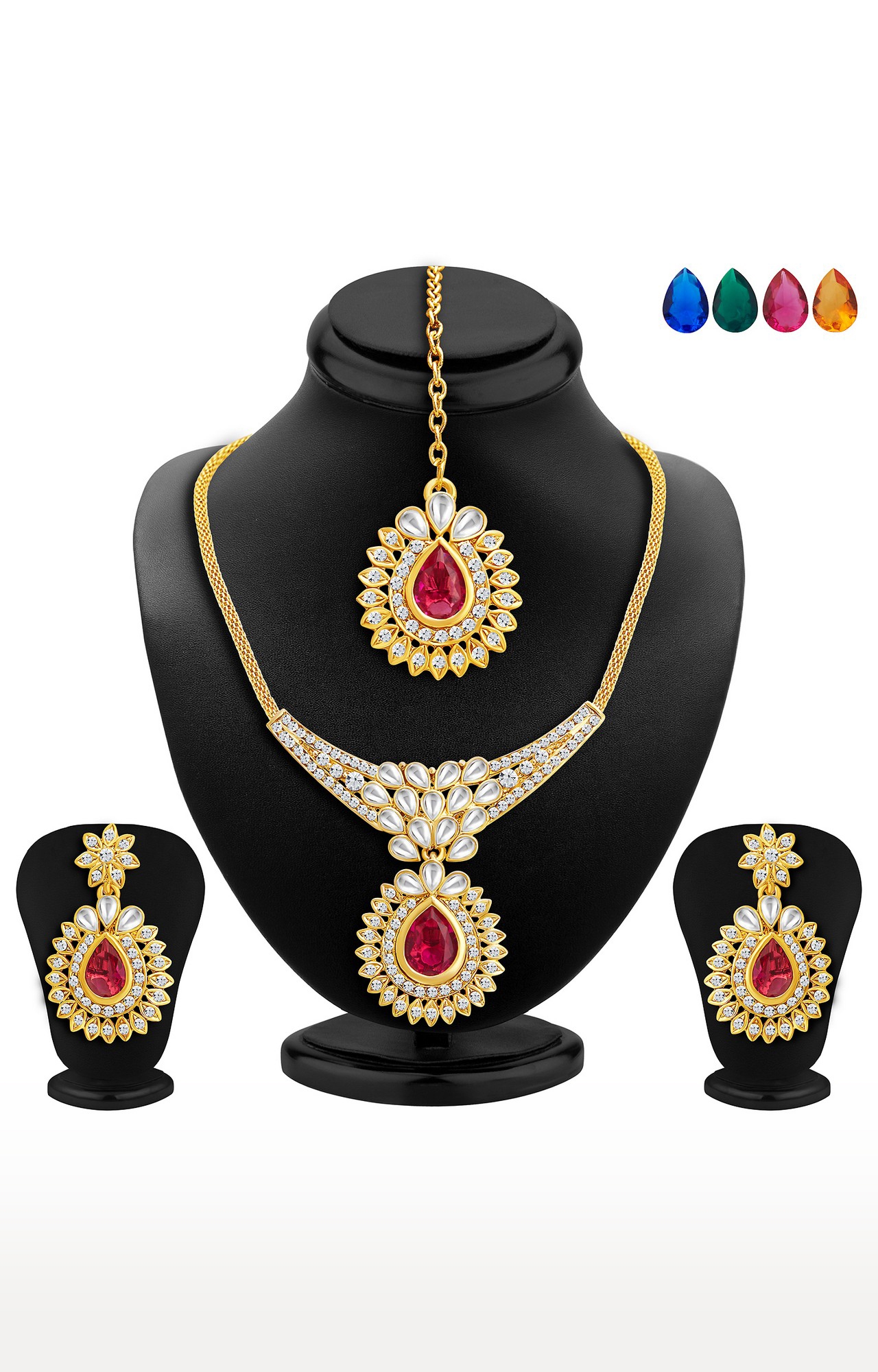 SUKKHI | Sukkhi Attractive Kundan Gold Plated Austrian Diamond Necklace Set For Women With Set Of 5 Changeable Stone