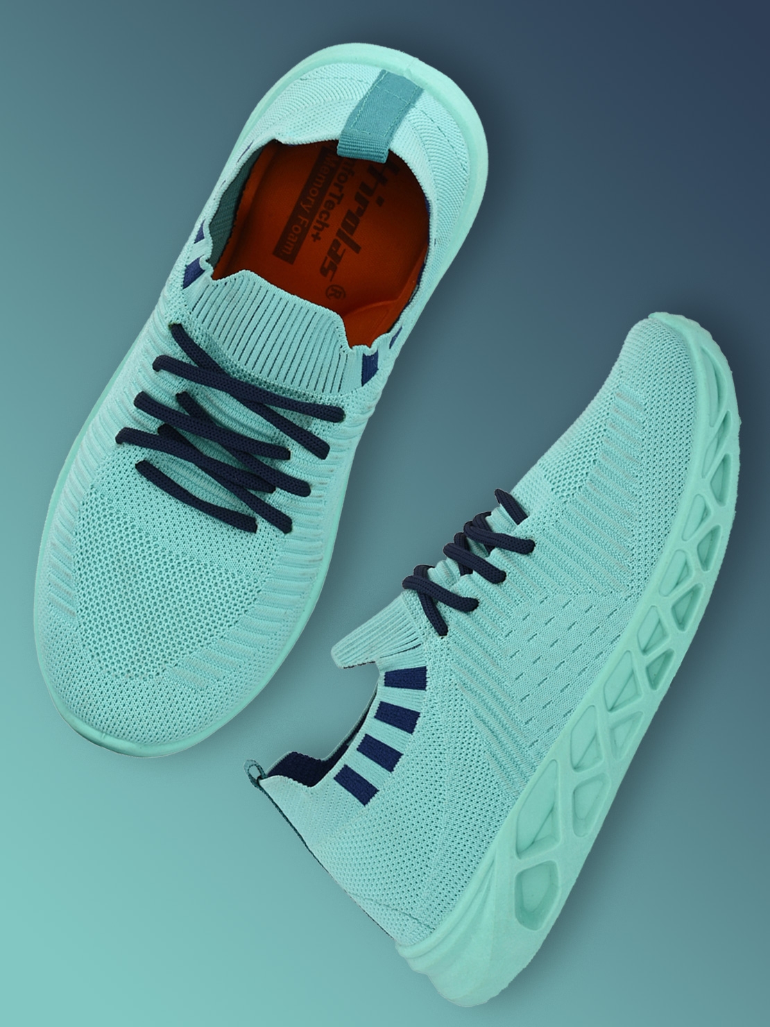 Hirolas | Hirolas® Men's Sea Green Knitted Gym/Walking/Running athleisure Sports Sneaker Shoes 