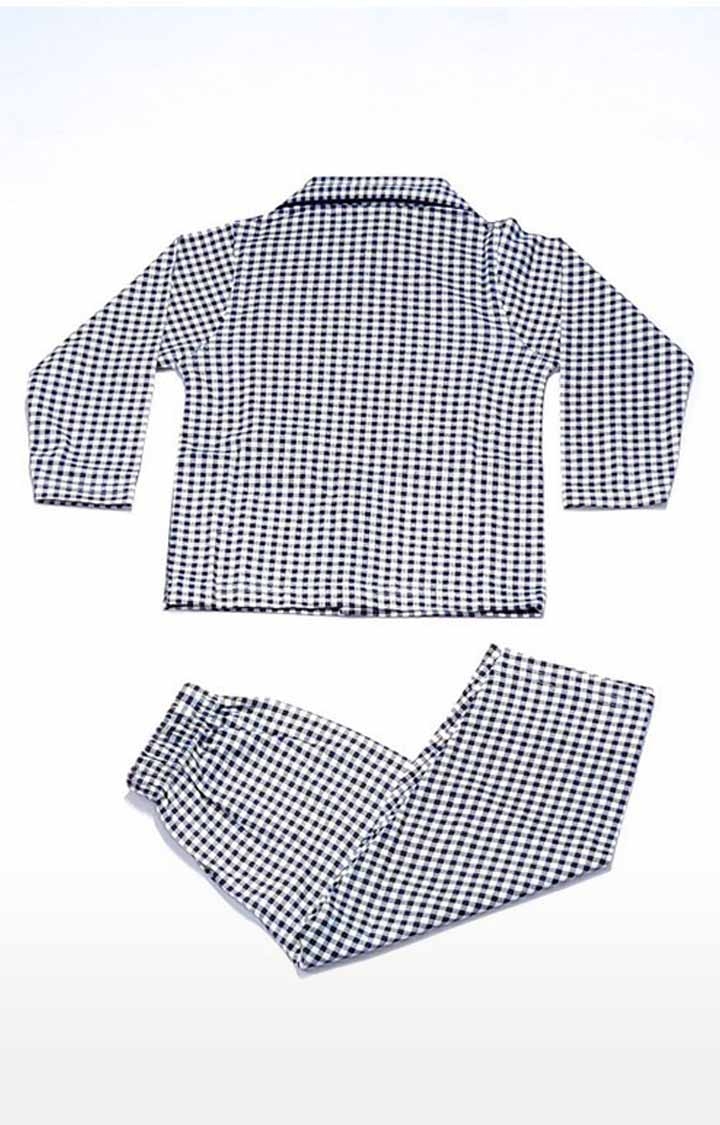 AAAKAR | Stylish Boy's Blue Graphic Checked Shirt And Pyjama Set