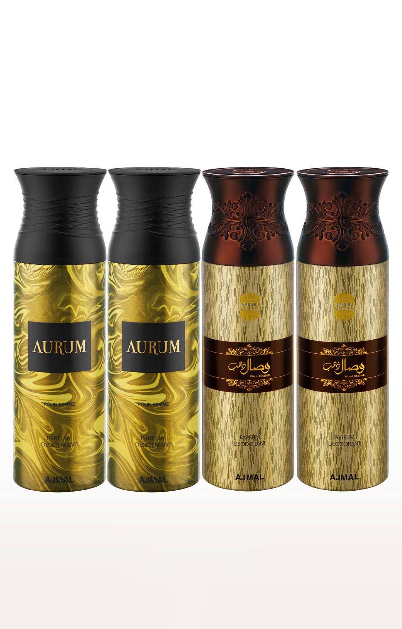 Ajmal | Ajmal 2 Aurum & 2 Wisal Dhahab Deodorant Spray- For Men & Women (200 ml, Pack of 4) 