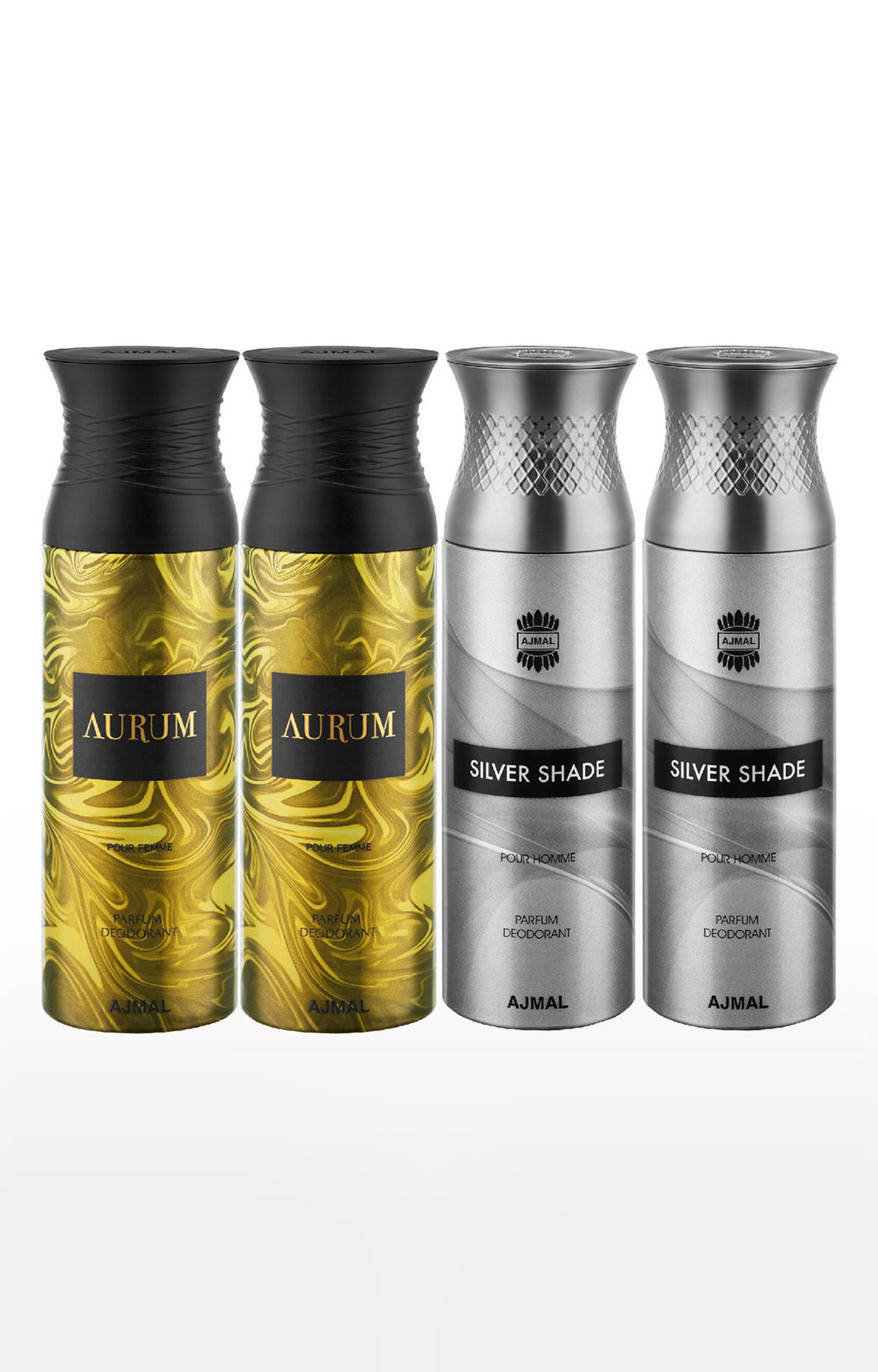 Ajmal | Ajmal 2 Aurum & 2 Silver Shade Deodorant Spray- For Men & Women (200 ml, Pack of 4)  0