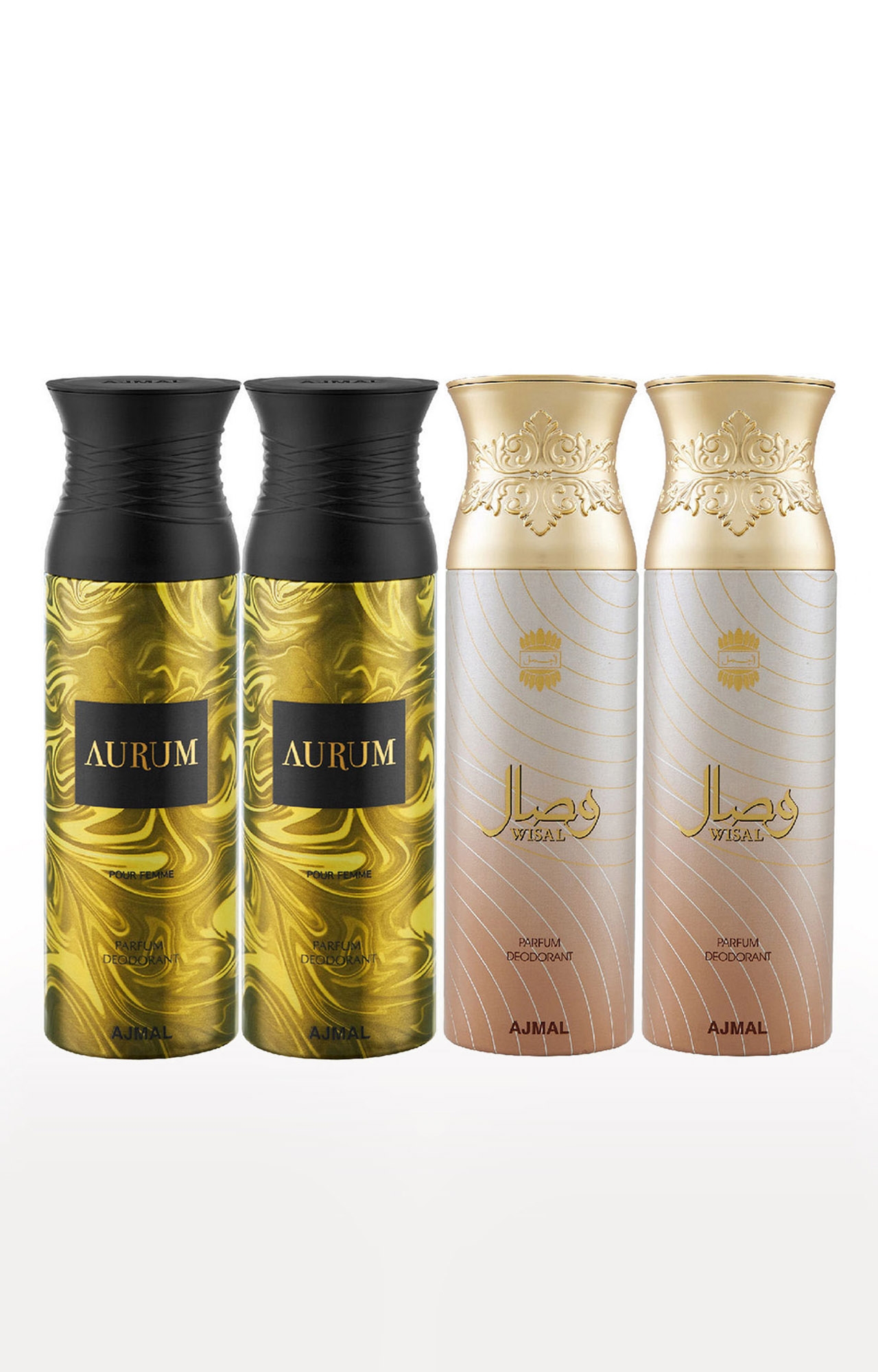 Ajmal | Ajmal 2 Aurum & 2 Wisal Deodorant Spray- For Women (200 ml, Pack of 4) 