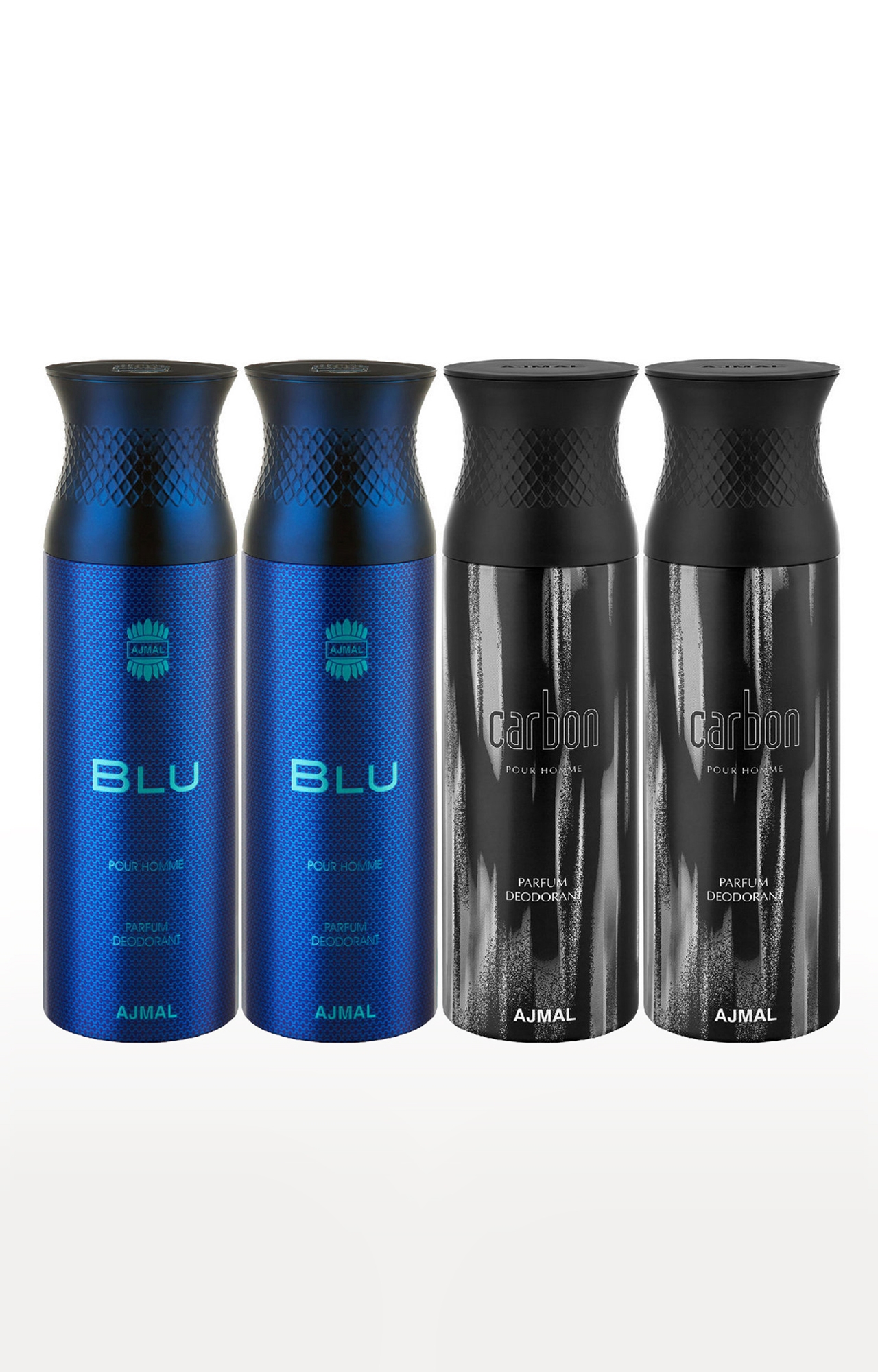 Ajmal | Ajmal 2 Blu & 2 Carbon Deodorant Spray- For Men (200 ml, Pack of 4) 