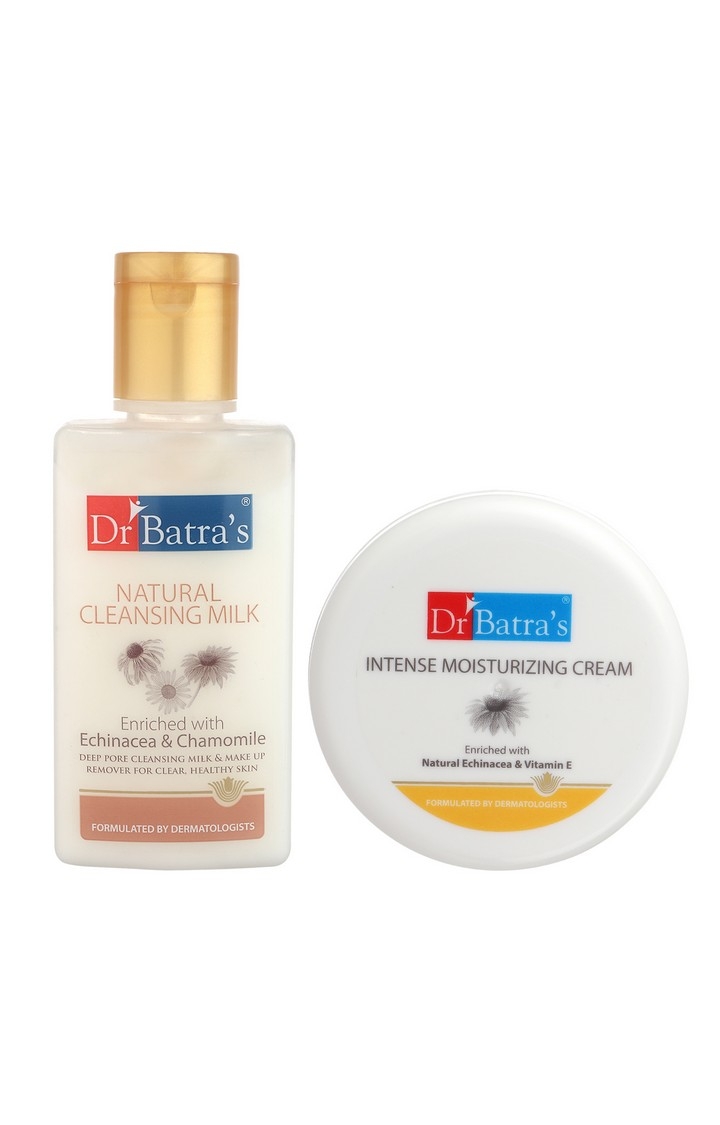 Dr Batra's | Dr Batra's Natural Cleansing Milk - 100 ml and Intense Moisturizing Cream -100 g (Pack of 2 Men and Women)