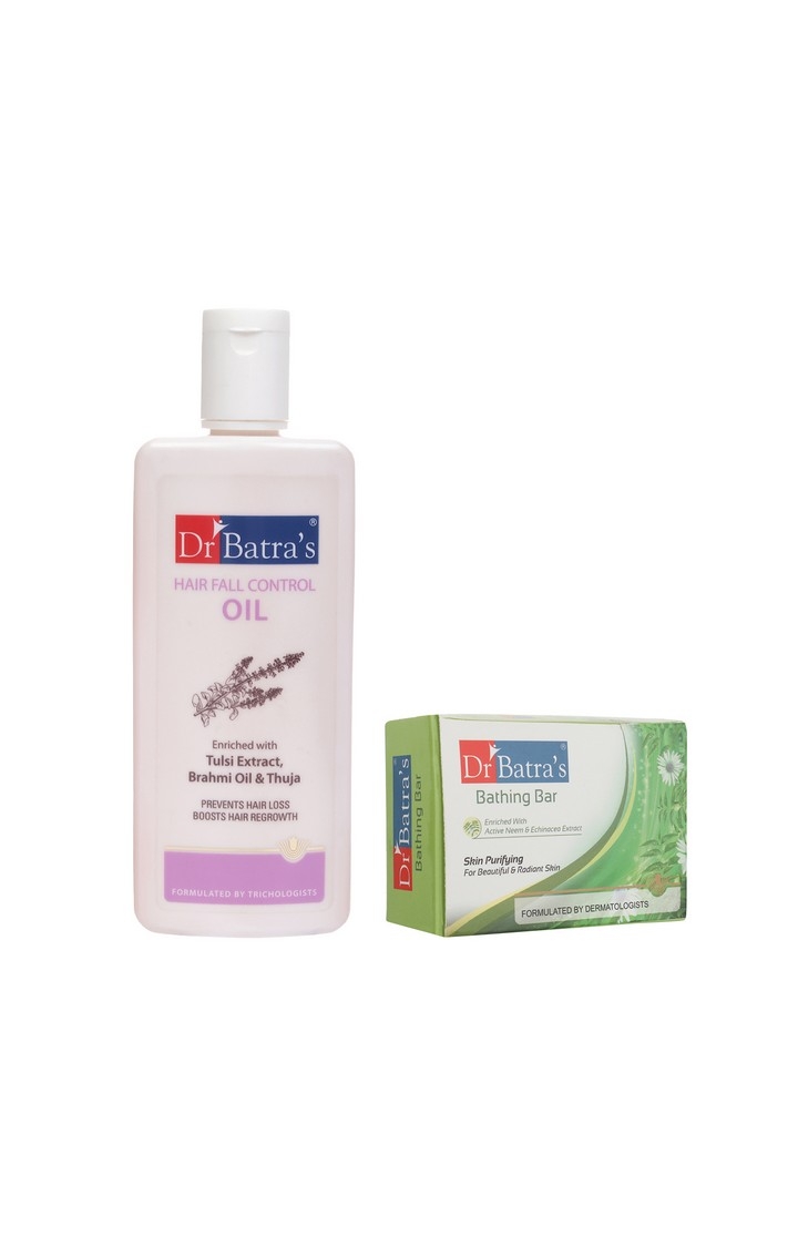 Dr Batra's | Dr Batra's Hair Fall Control Oil- 200ml and Skin Purifying Bathing Bar - 125 gm (Pack of 2 for Men and Women)