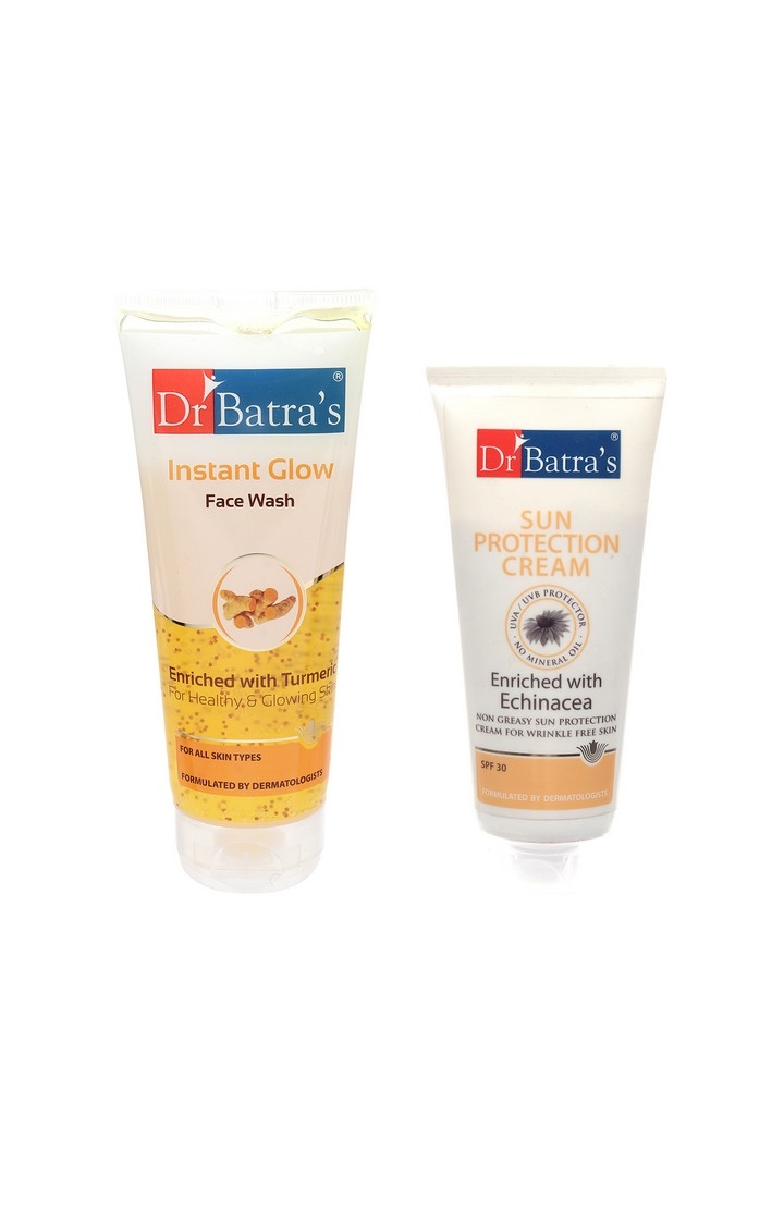 Dr Batra's | Dr Batra's Sun Protection Cream - 100 gm and Instant Glow Face Wash 200 gm (Pack of 2 for Men and Women)