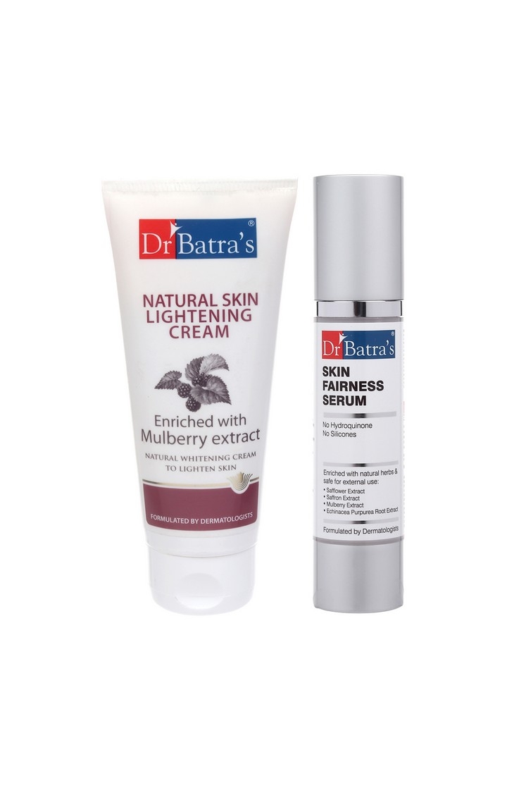 Dr Batra's Natural Skin Lightening Cream 100G and Skin Fairness Serum 50 G (Pack of 2 Men and Women)
