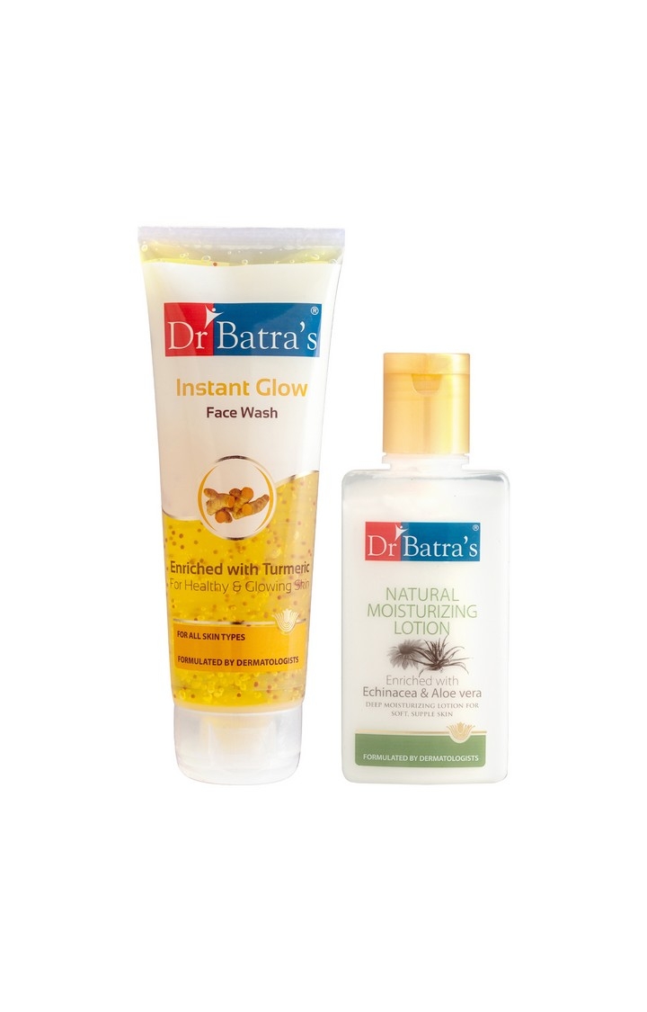 Dr Batra's Instant Glow Face Wash 200 gm and Natural Moisturising Lotion - 100 ml (Pack of 2 Men and Women)