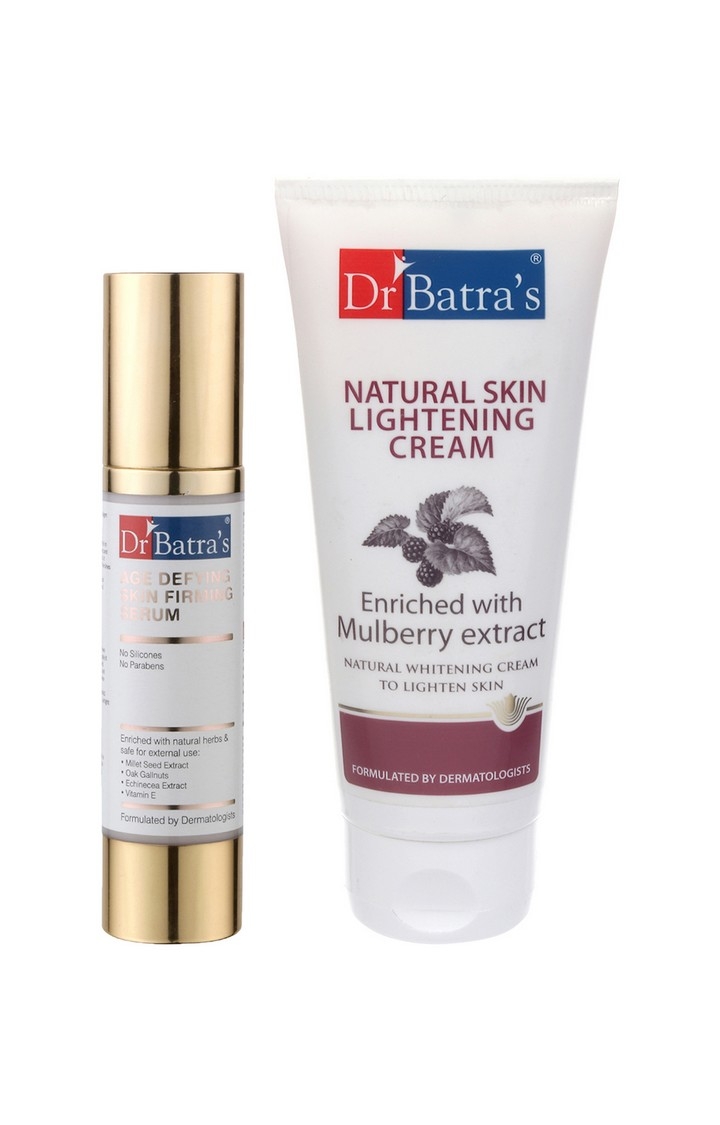 Dr Batra's Age defying Skin firming Serum - 50 g and Natural Skin Lightening Cream - 100 gm (Pack of 2 For Men and Women)