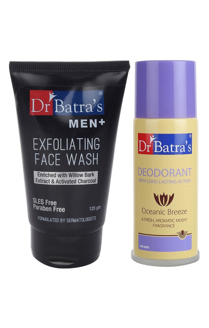 Dr Batra's | Dr Batra's Men Exfoliating Face Wash - 125 g and Deo For Men 100 Gm (Pack of 2 for Men)