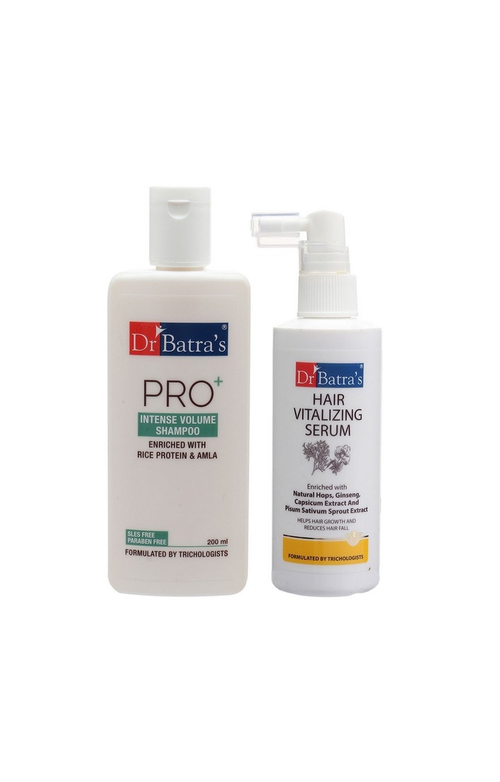 Dr Batra's | Dr Batra's Hair Vitalizing Serum 125ml and Pro+ Intense Volume Shampoo - 200 ml (Pack of 2 Mena and Women)