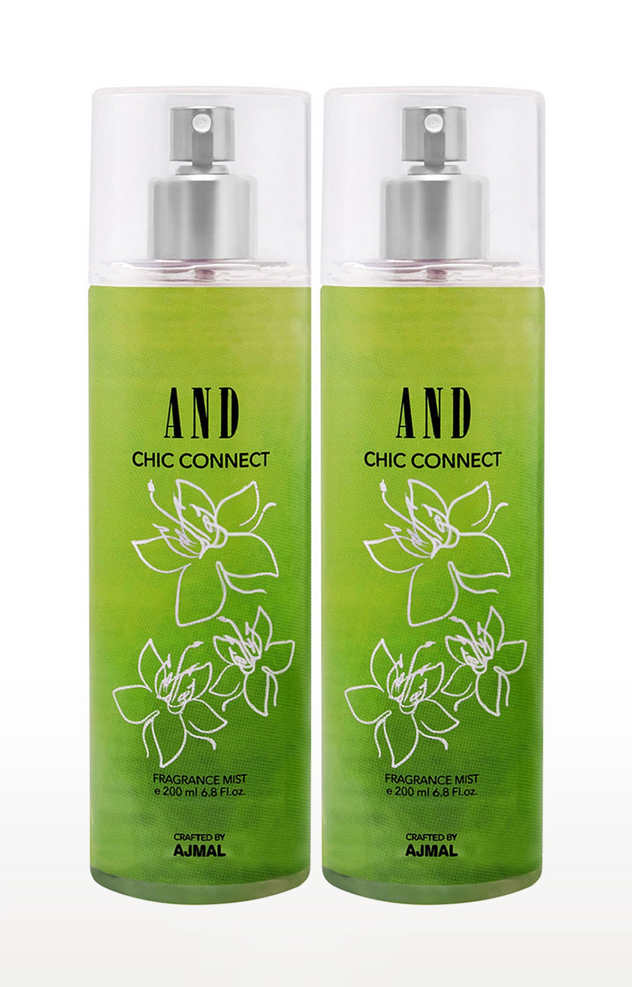 AND Chic Connect & Chic Connect Pack of 2 Body Mist 200ML each Long Lasting Scent Spray Gift For Women Perfume Crafted by Ajmal FREE