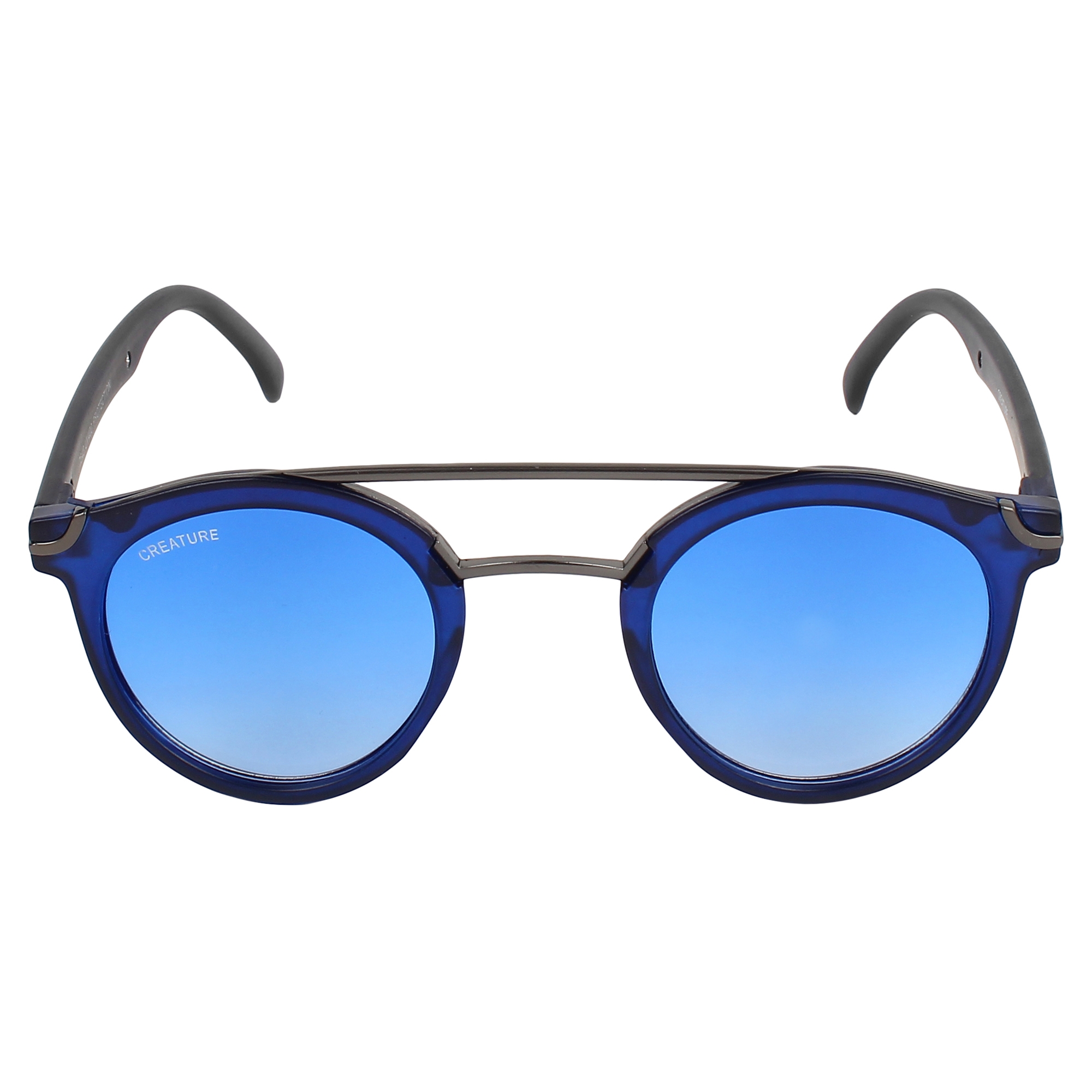 CREATURE | CREATURE Round Unisex Sunglasses (Lens-Blue|Frame-Blue)