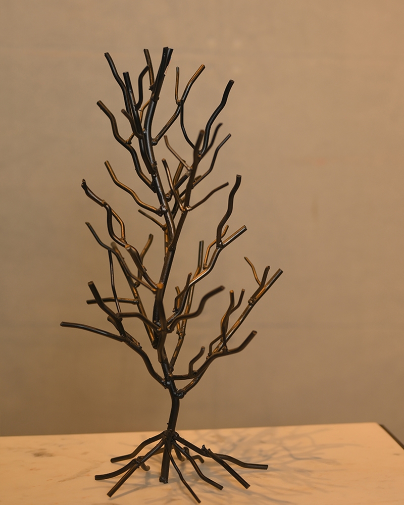 Order Happiness Black Colour Iron Tree Table Showpiece