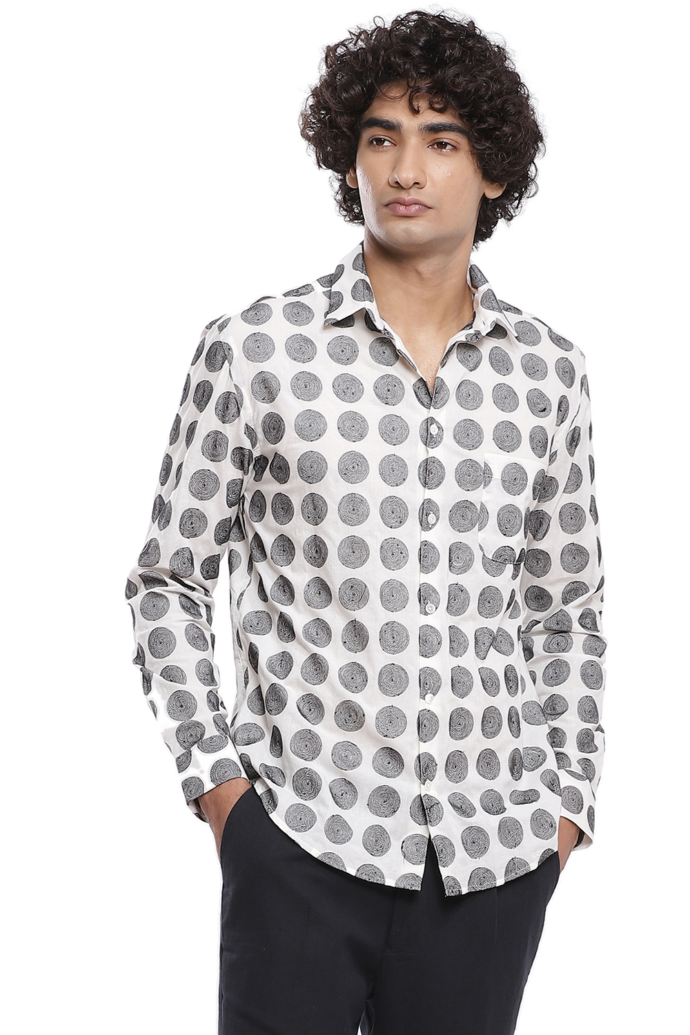ABRAHAM AND THAKORE | Black Squiggle Embroidered Shirt