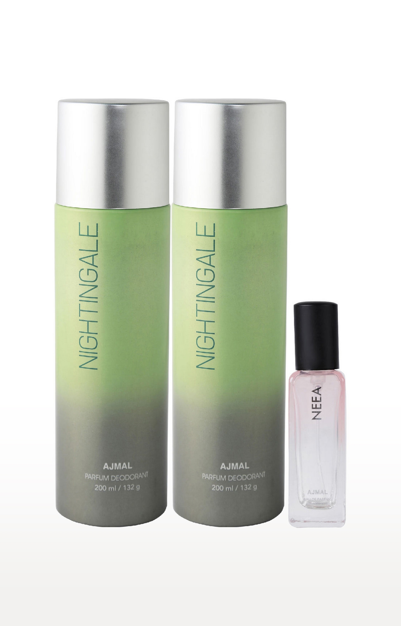 Ajmal | Ajmal 2 Nightingale Deo each 200ML & Neea EDP 20ML Pack of 3 (Total 420ML) for Men & Women + 2 Parfum Testers