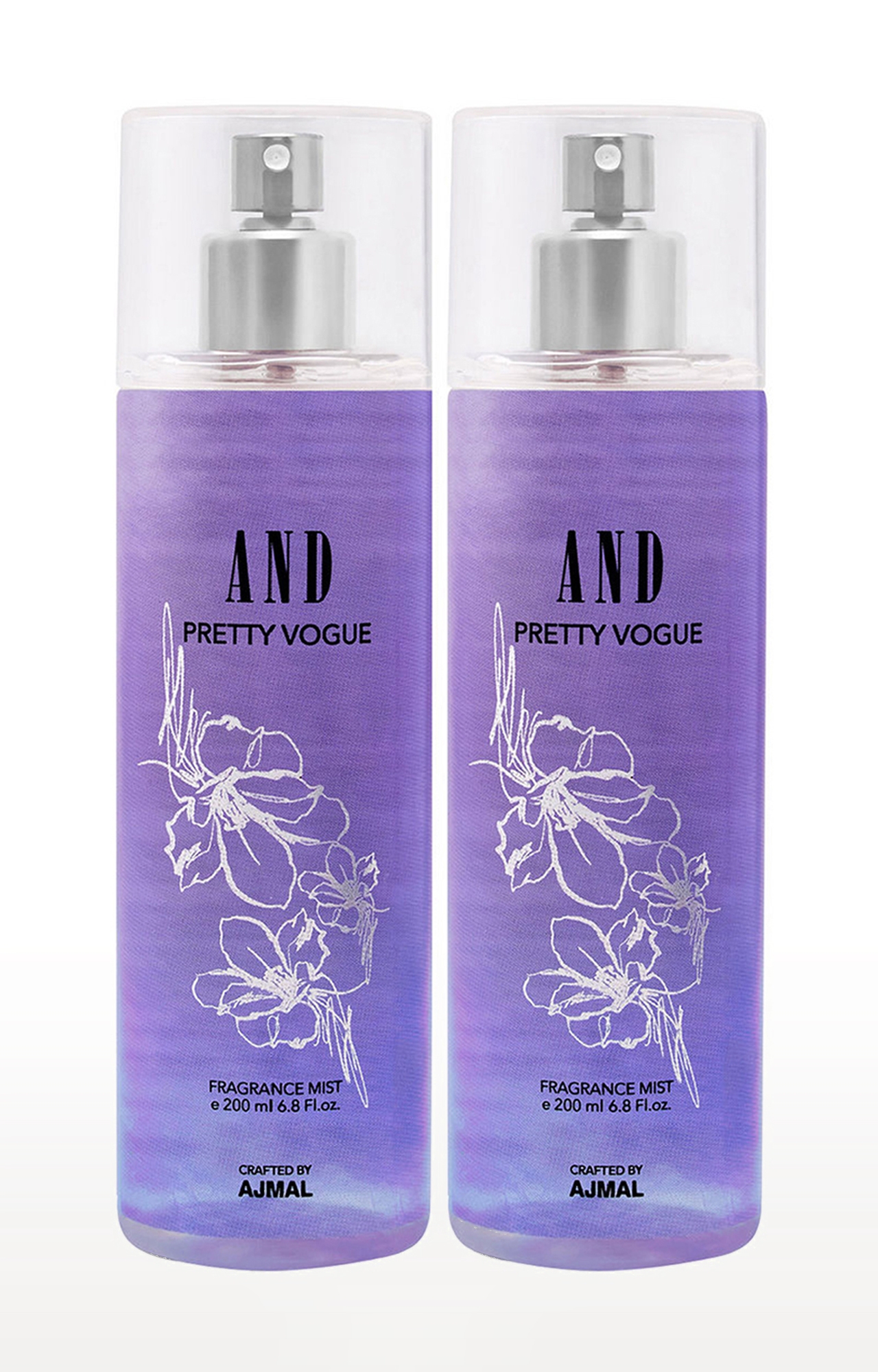 AND Crafted By Ajmal | AND Pretty Vogue Pack of 2 Body Mist 200ML each Long Lasting Scent Spray Gift for Women Perfume Crafted by Ajmal FREE