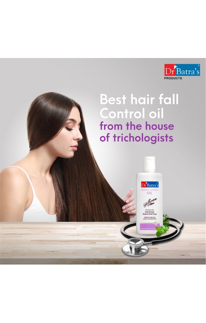 Dr Batra's Hair Fall Control Oil Enriched With Tulsi Extract, Brahmi Oil &  Thuja - 200 ml (