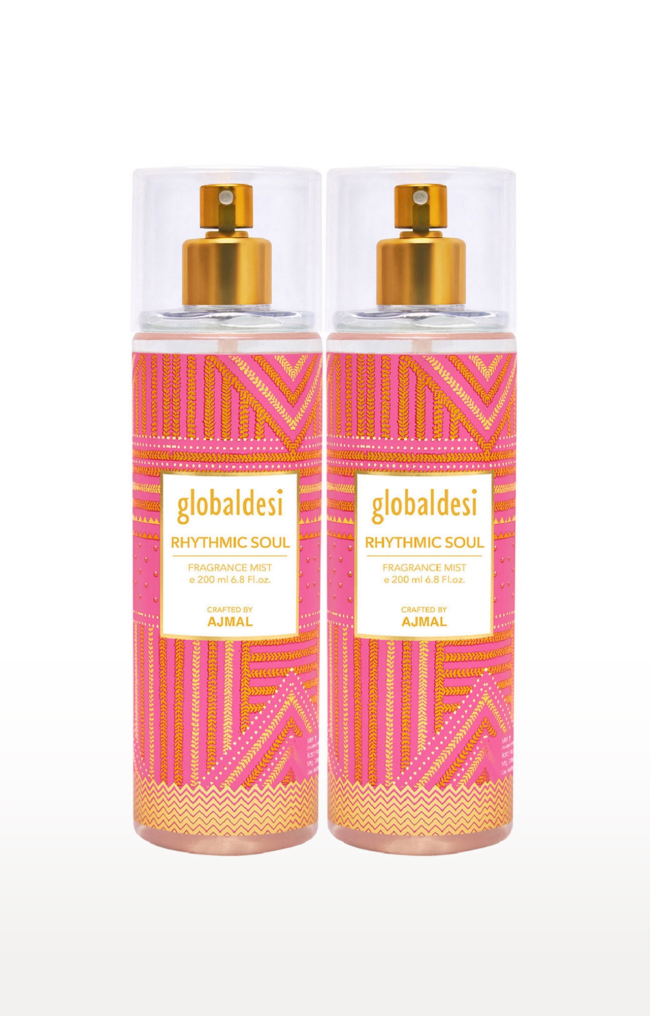 Global Desi Crafted By Ajmal | Global Desi Rhythmic Soul Pack of 2 Body Mist 200ML each for Women Crafted by Ajmal  + 2 Parfum Testers