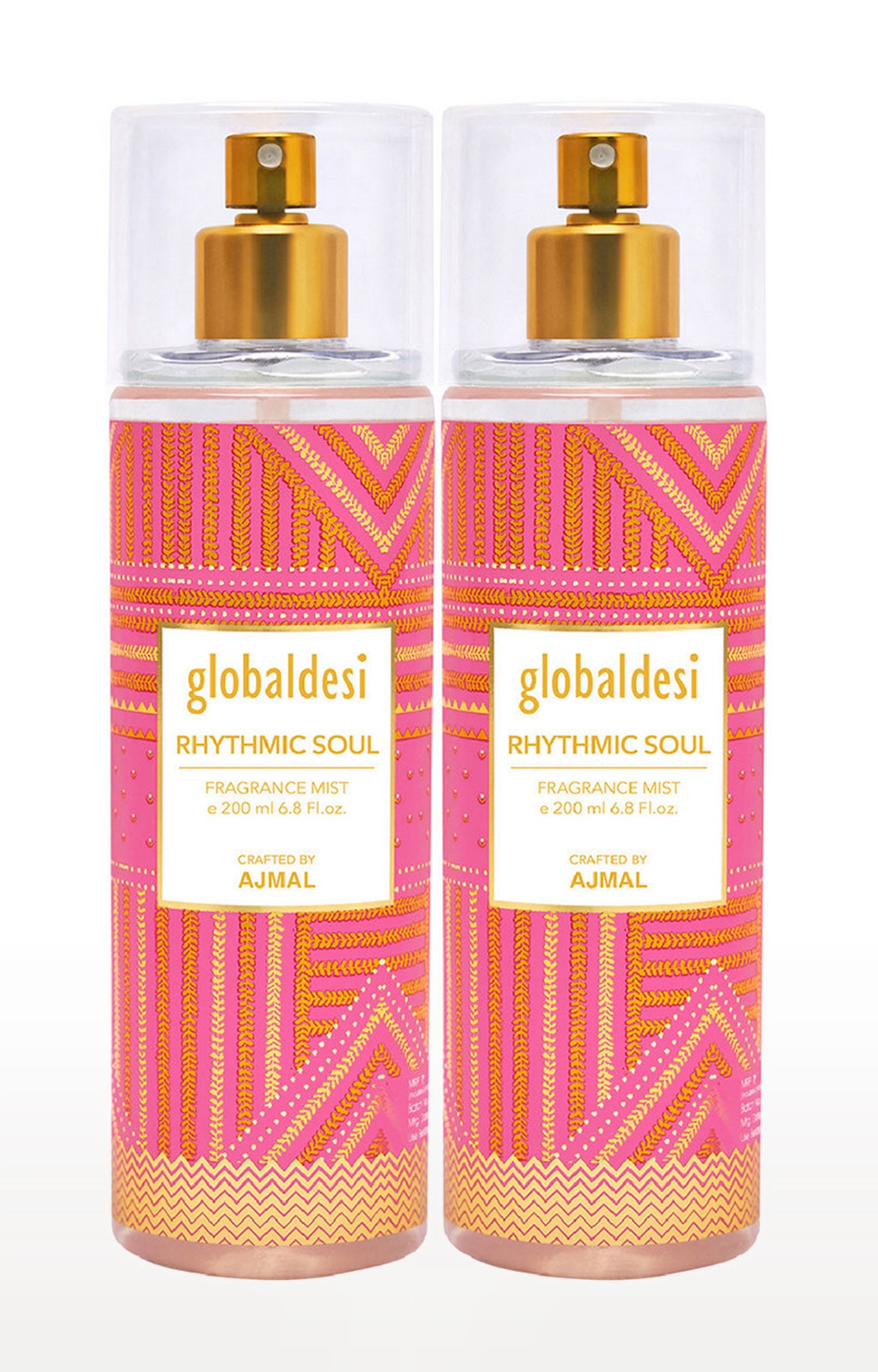 Global Desi Crafted By Ajmal | Global Desi Rhythmic Soul Pack of 2 Body Mist 200ML each Long Lasting Scent Spray Gift For Women Perfume Crafted by Ajmal FREE