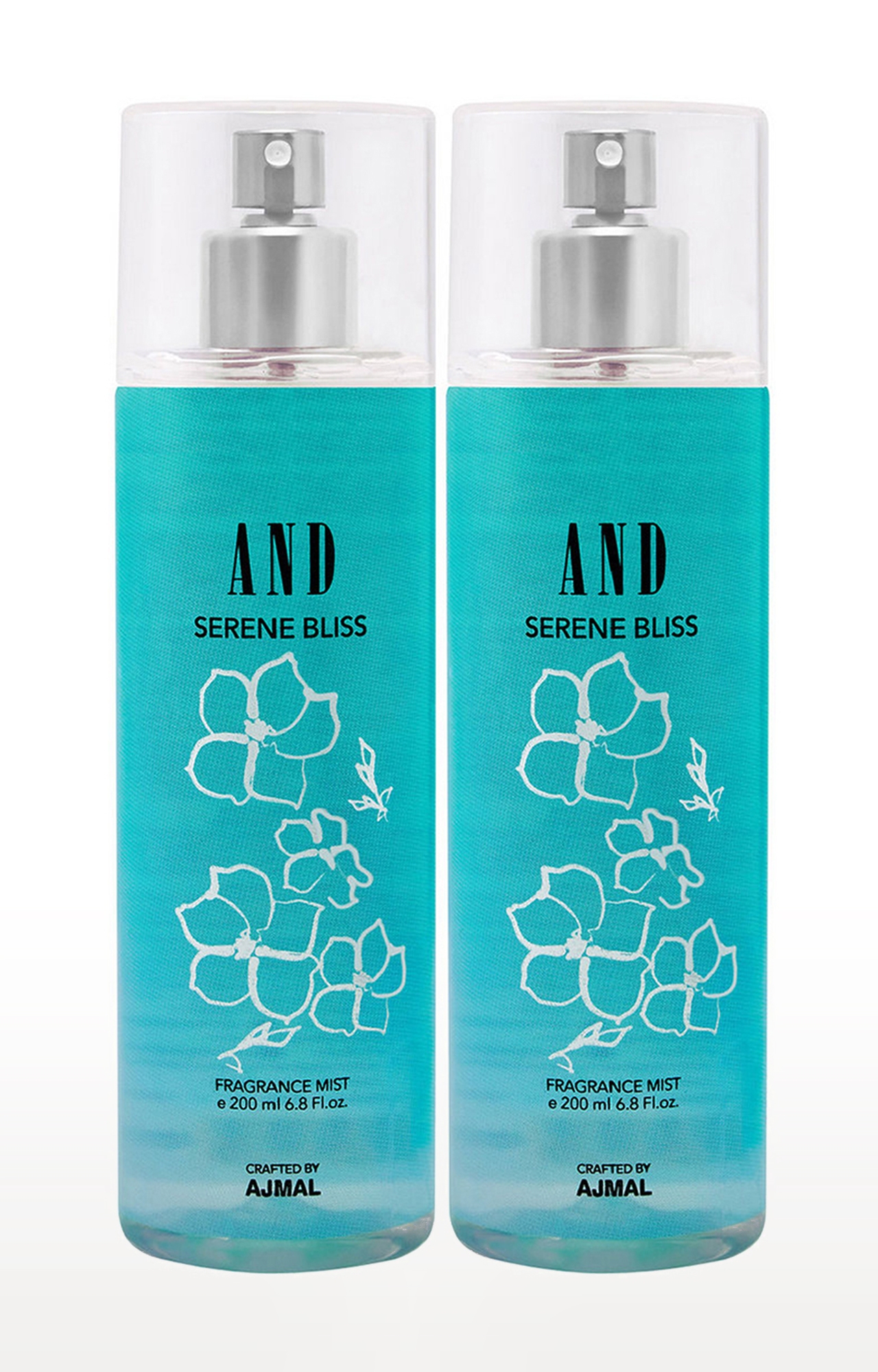 AND Serene Bliss Pack of 2 Body Mist 200ML each Long Lasting Scent Spray Gift For Women Perfume Crafted by Ajmal FREE