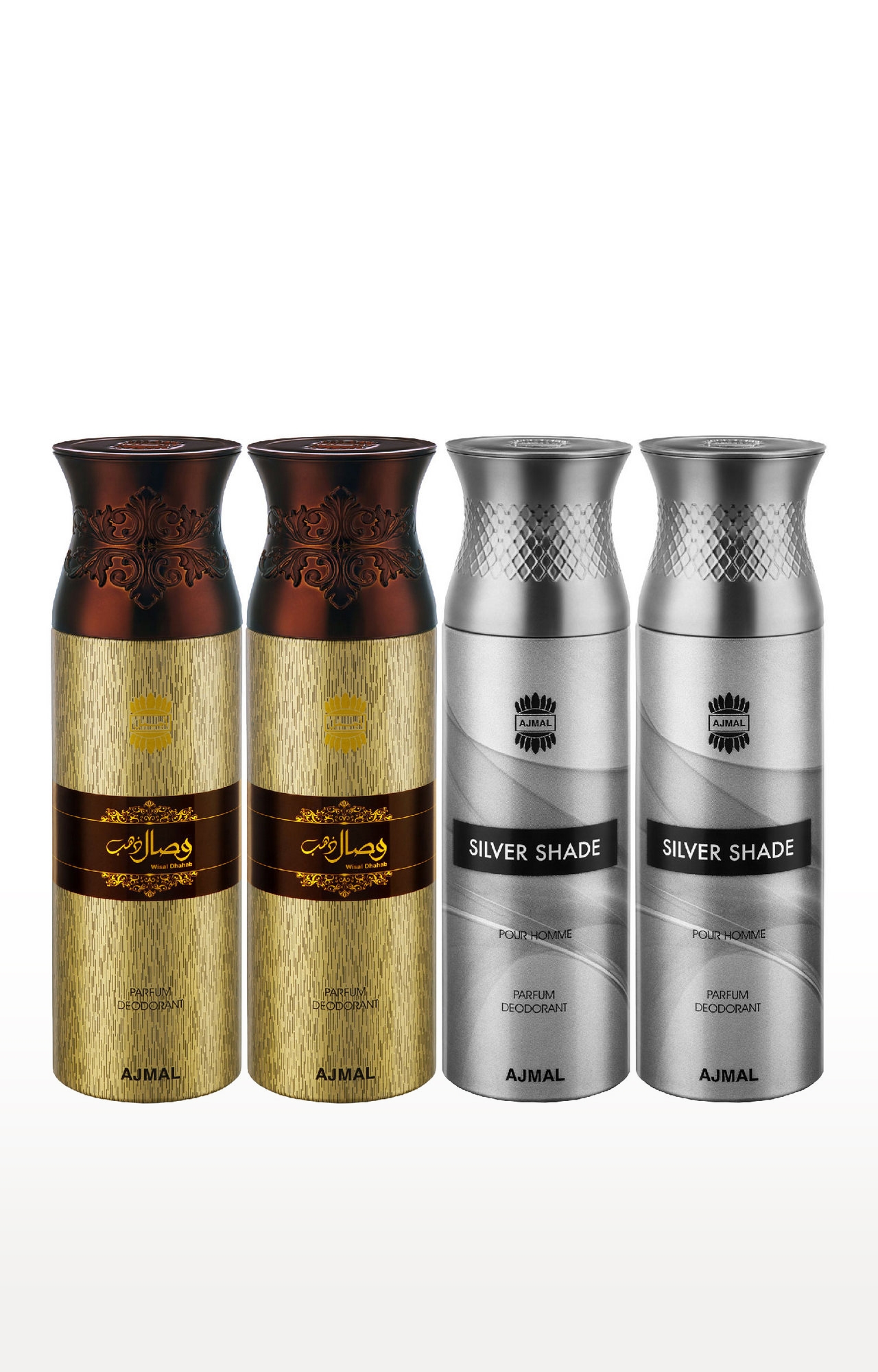 Ajmal | Ajmal Wisal Dhahab & Silver Shade Deodorant Spray- For Men (200 ml, Pack of 4)
