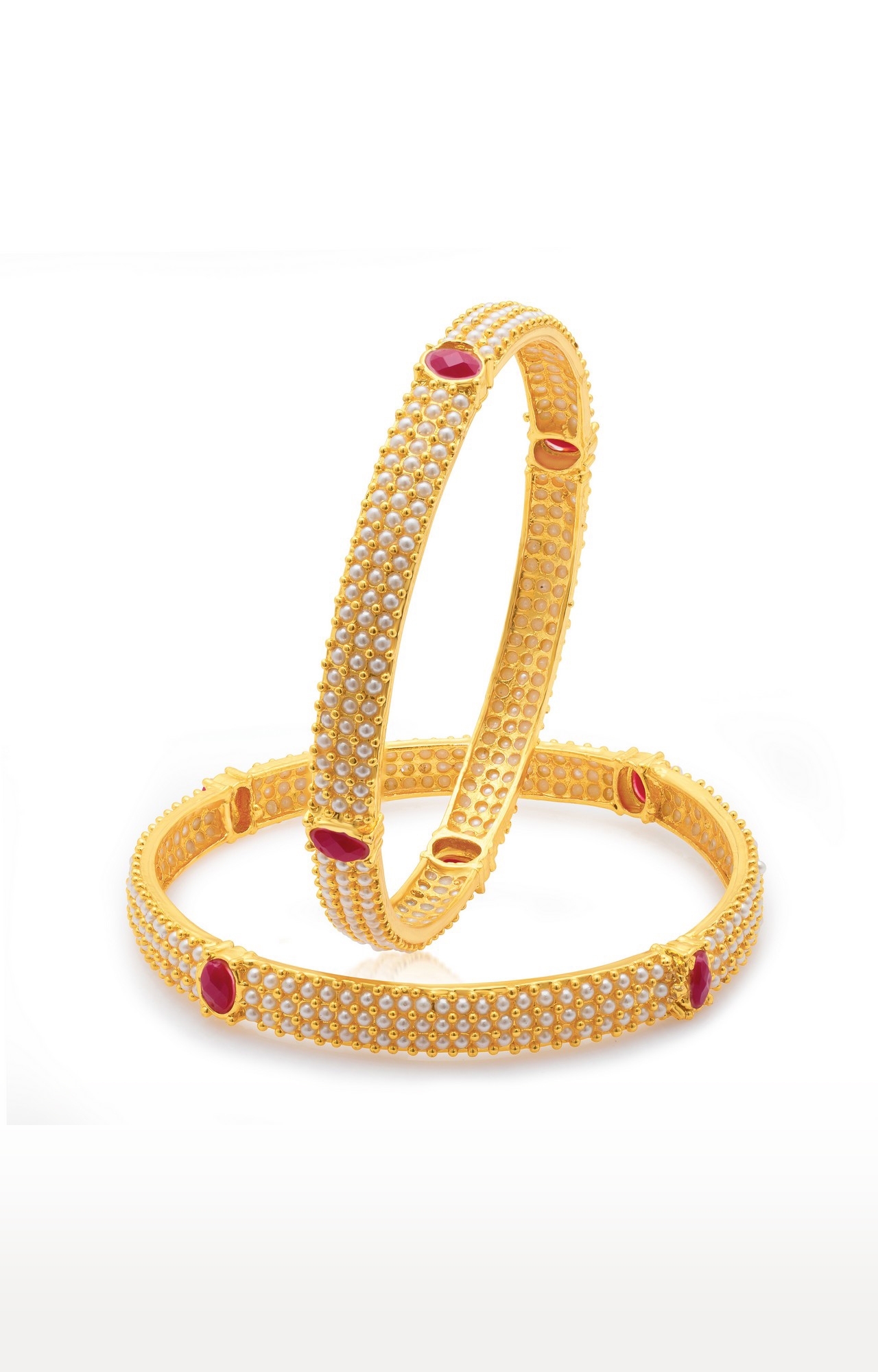 SUKKHI | Sukkhi Delightful Gold Plated Pearl Bangles (Set Of 2) For Women