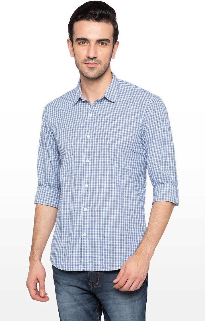 globus | Blue Checked Casual Shirt