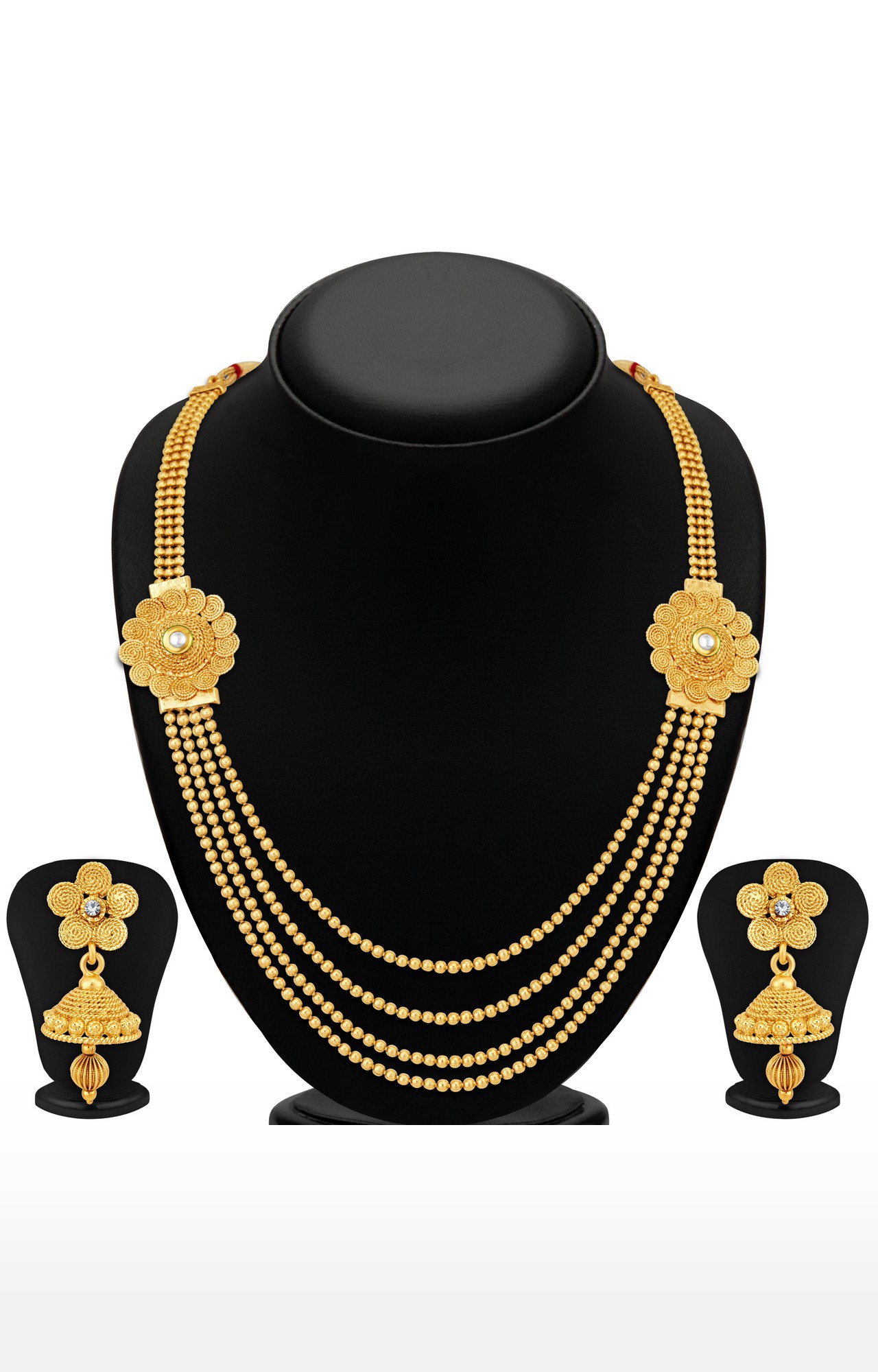 SUKKHI | Sukkhi Floral Gold Plated Kundan Multi-String Necklace Set For Women