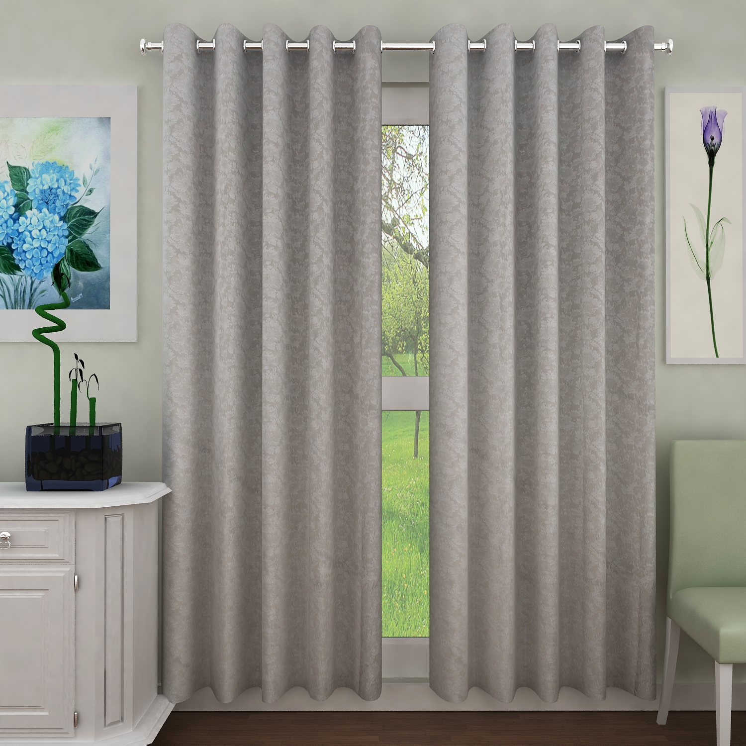 Sita Fabrics | Sita Fabrics Premium Polyester Printed White Door Curtain - | Length- 108 Inch | Width- 30 Inch
