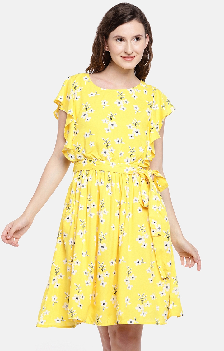 globus | Yellow Floral Skater Dress