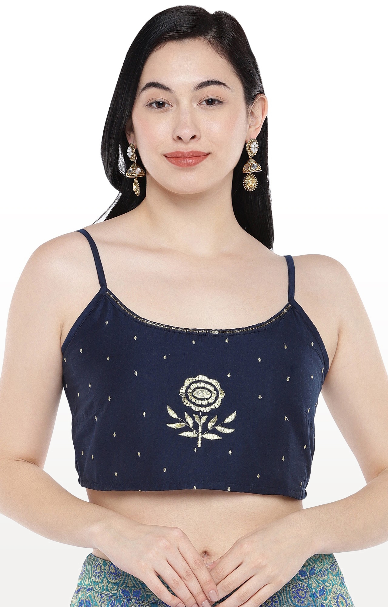 Women's Blue Embroidered Blouse