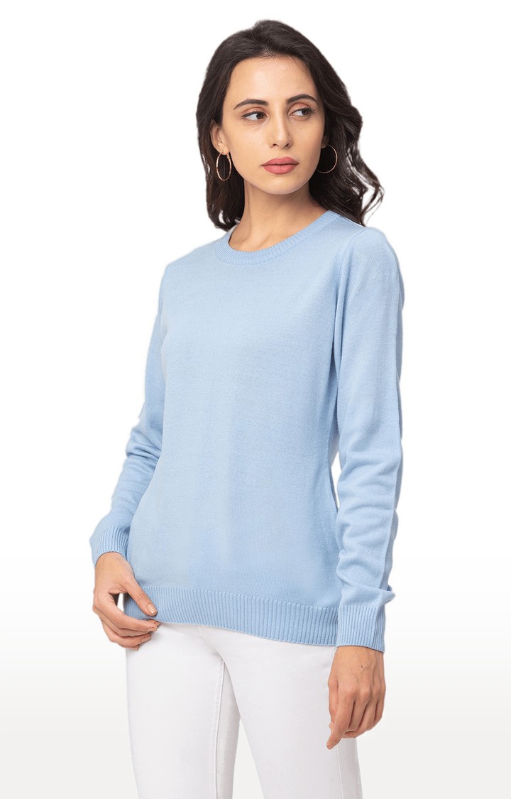 Blue Solid Sweater