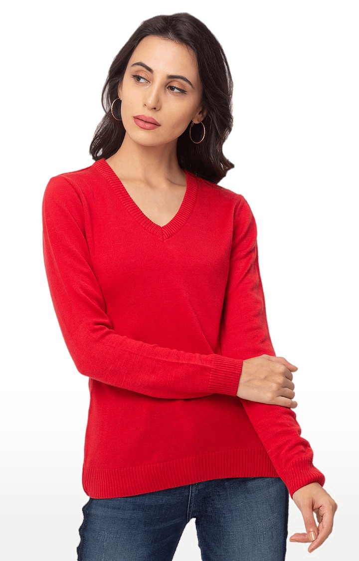 Red Solid Sweater