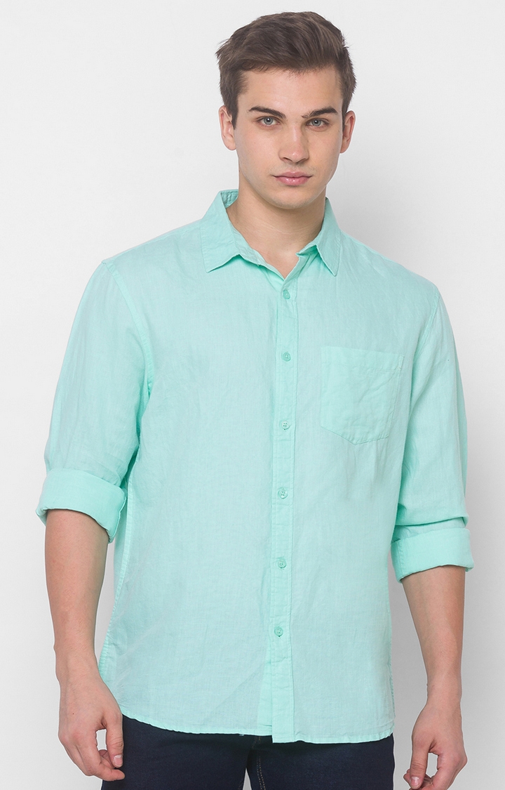 globus | Green Solid Casual Shirt