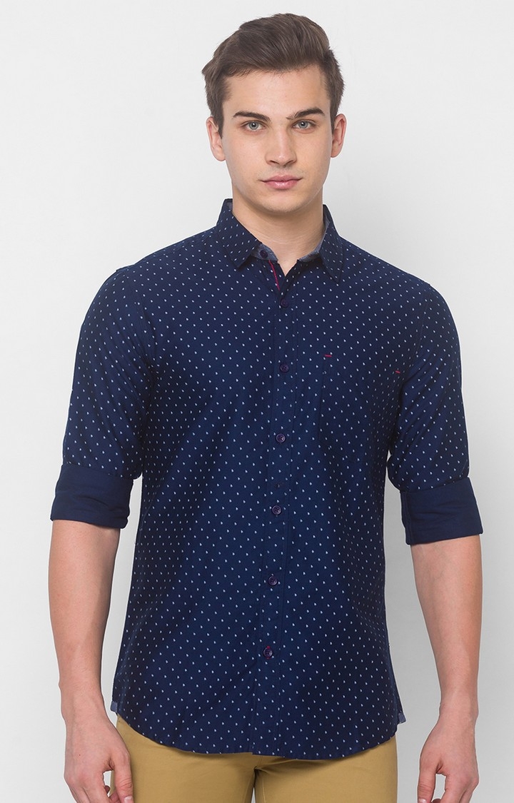 globus | Blue Printed Casual Shirt