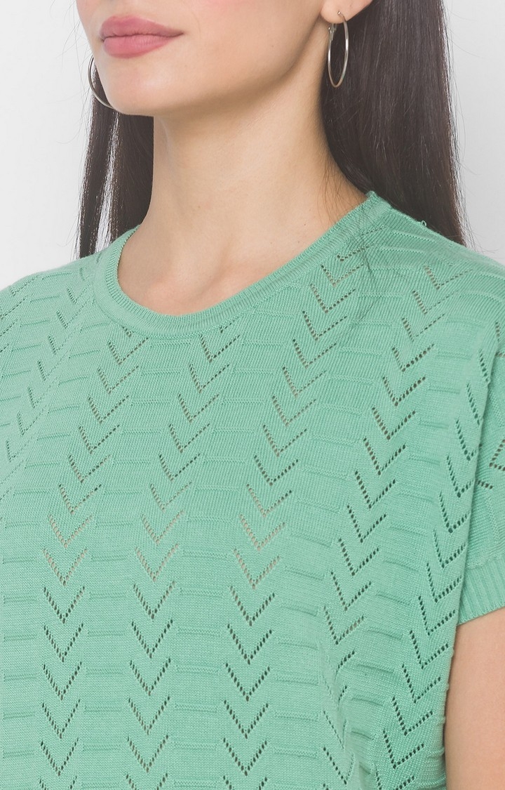 Globus Green Self Design Sweaters