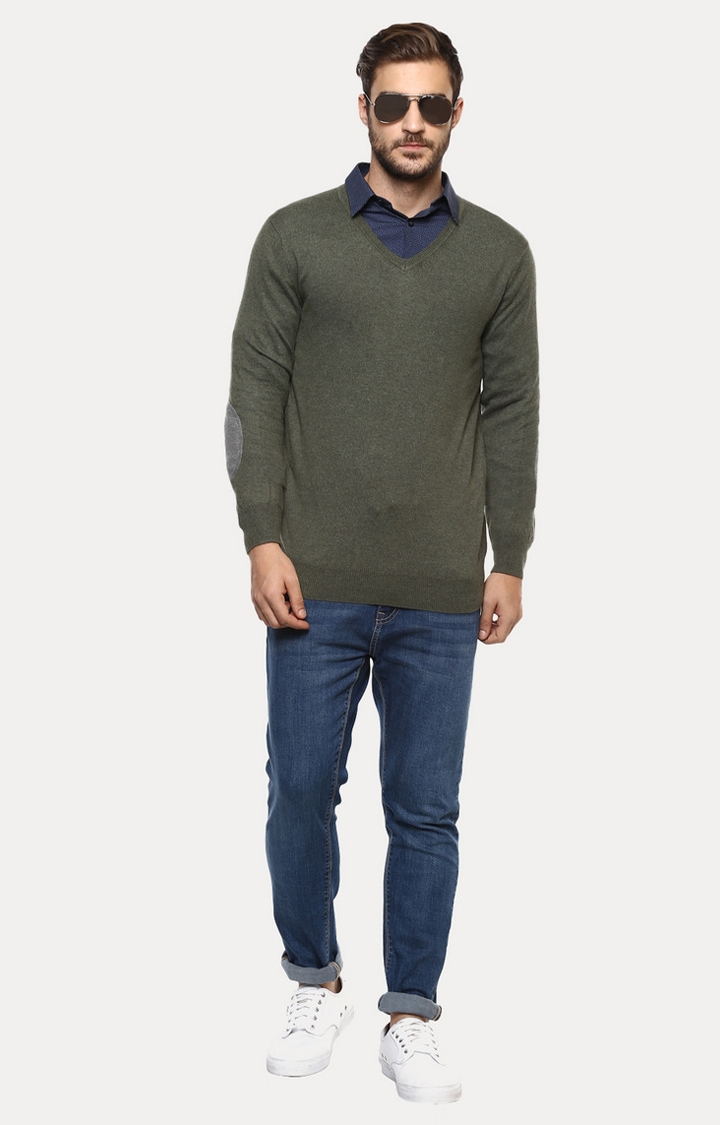 celio | Green Solid Sweater 1