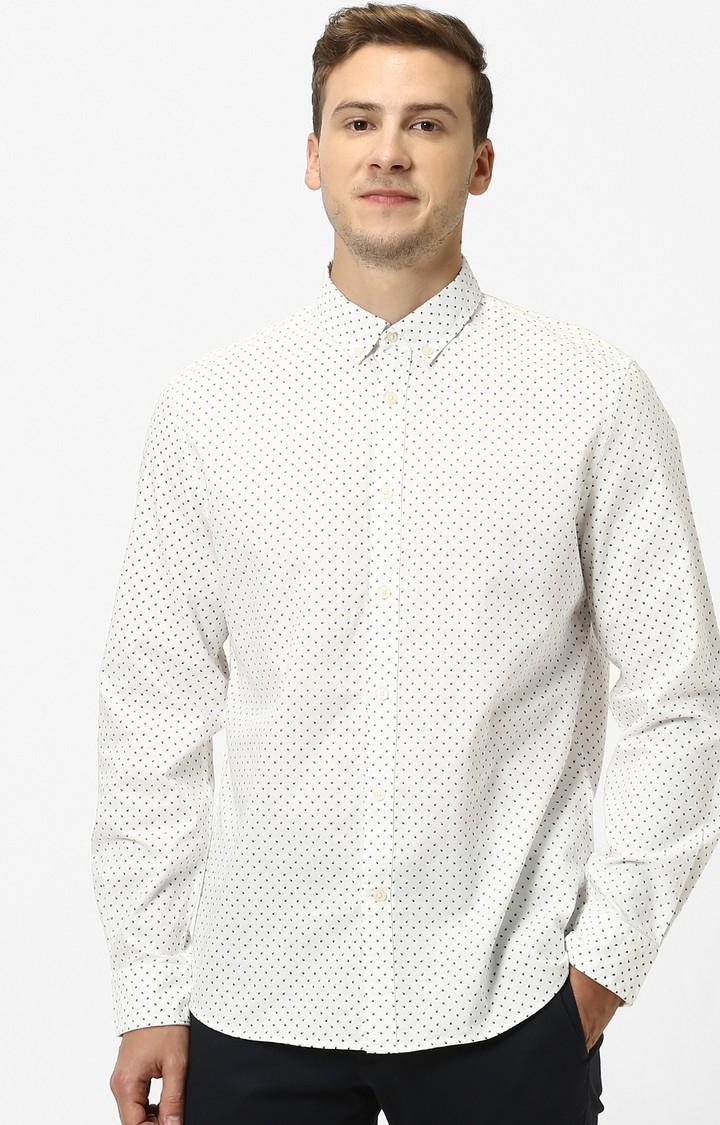celio | White Printed Regular Fit Casual Shirt