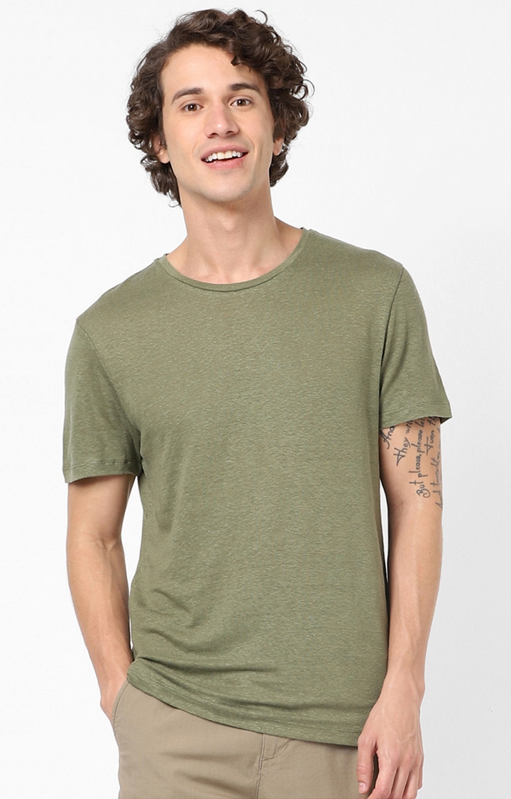 celio | Olive Linen T-Shirts